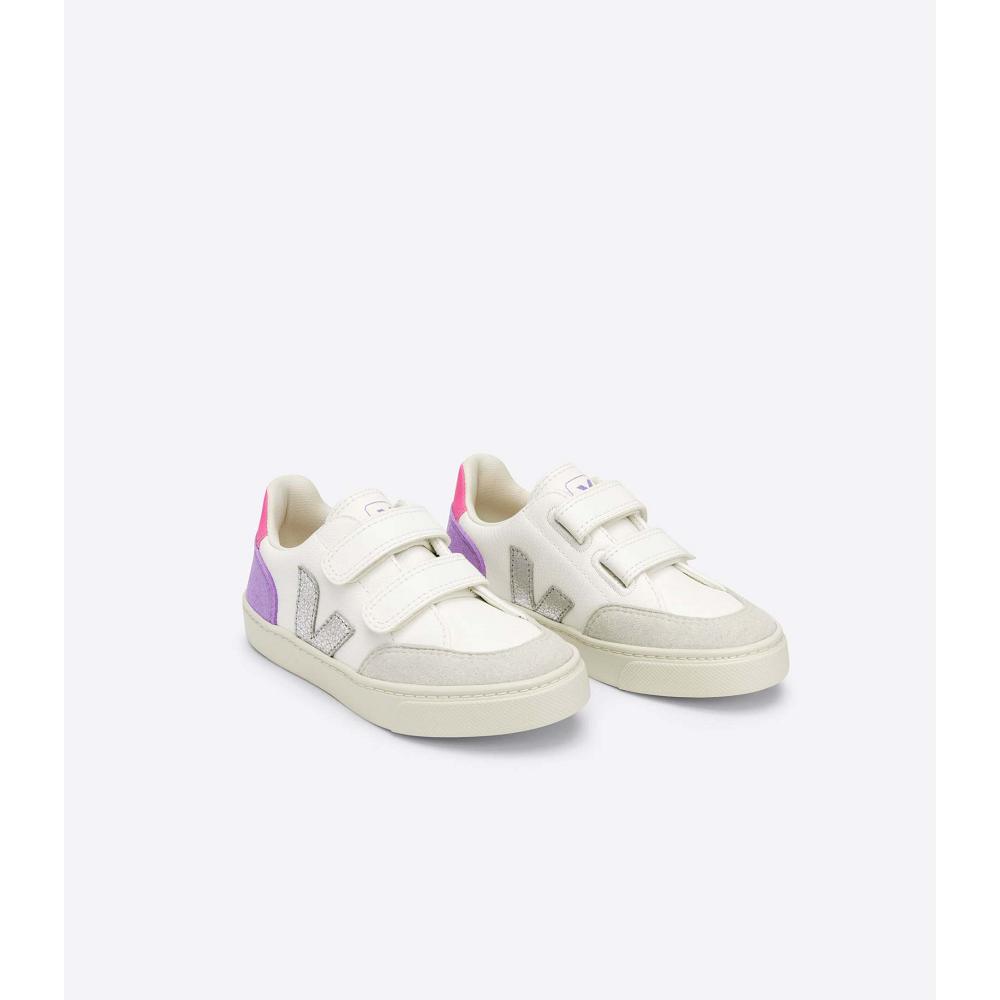 Pantofi Copii Veja V-12 CHROMEFREE White/Purple | RO 749KOR